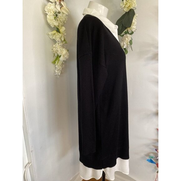 Rio & Rian Black Knit Midi Sweater Sz L Dress with Button Down White Blouse NWT - Picture 12 of 16